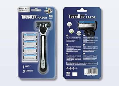 HepinEnterprise Razor Men's 5-Blade System with 1 Handle and 5 Cartridge, Men