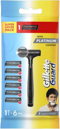 Gillette Guard Manual Shaving Razor Blades -6 Cartridges + 1 Razor, Men