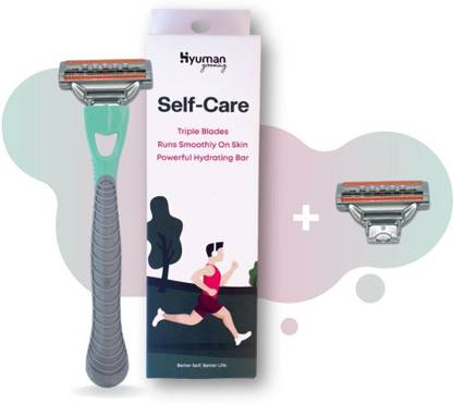 Hyuman Runner Shaving Razor( Handle + 3 Cartridge)3 Blades, Face & Body, with AloeStrip, Men