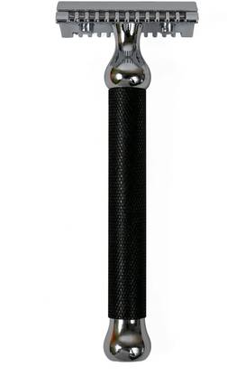 tinku Classic Double Edge Brass Safety Razor (T-8001), Black-Chrome, Open Comb, Men
