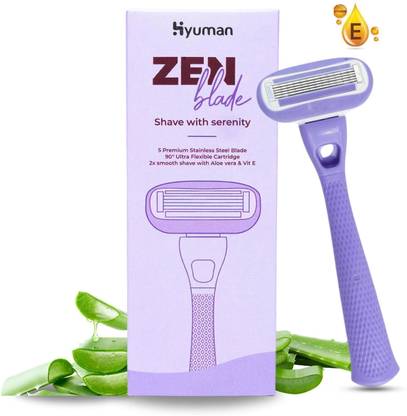 Hyuman Body Razor for Women Hair removal | 5-Blade | Aloe Vera & Vit E Lubricating Ring, Women