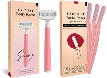 Carmesi Face and Body Shaving Combo | 3 Face Razors and 1 Body Razor Swing, Women