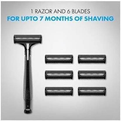 alku Guard Manual Shaving Razor Blades -6 Cartridges + 1 Razor, Men, Men & Women