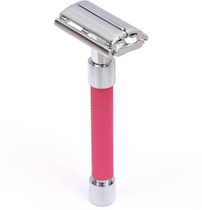 Rolason Brass Alloy Butterfly open one piece double edge metal safety razor (LG90_Pink), Men & Women