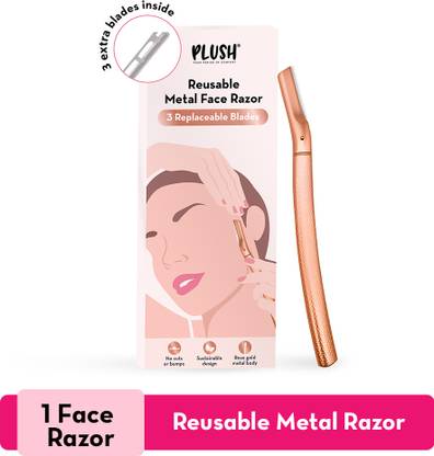 PLUSH Premium Metal Face Razor | With 3 Additional Blades, Ecofriendly, Women