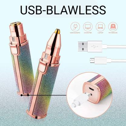 UBRONIK Blawless 2 in 1 Eyebrow Trimmer and Face Hair Remover - USB Rechargeable Eyebrow Thread