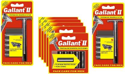 Gallant II Shaving Razor Seto of 2 & Shaving Cartridges Set of 5, Men