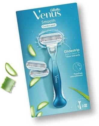 Gillette Venus Smooth Razor with Aloe Extract & 2 Refills Combo, Women