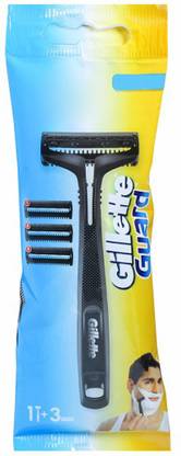 Gillette GUARD Shaving Razor with 4 Cartridge For Smooth Shave, Men