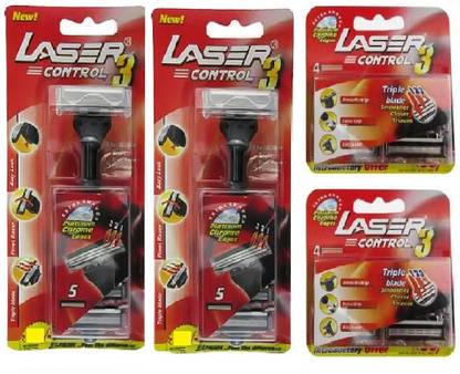 LASER Control 3 Triple Blade-Pivot Razor Set of 2, Control 3 Cartridge Set of 2, Men