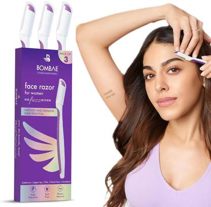 Bombae Reusable Face Razor for Women Facial Hair | Upper Lip, Eyebrow, Chin, Peach Fuzz, Women