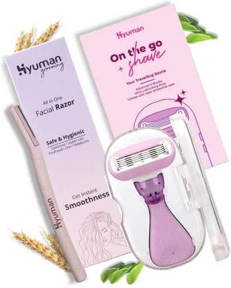 Hyuman Traveller Body & Face Razor Combo Pack | 1 Body & 1 Face Razor, Protective Case, Women