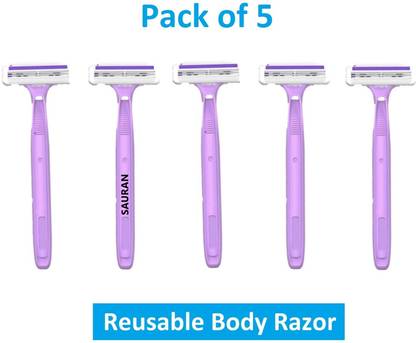 Sauran Pack of 5 Shaving Razor Reusable Body Razor SRB8, Women