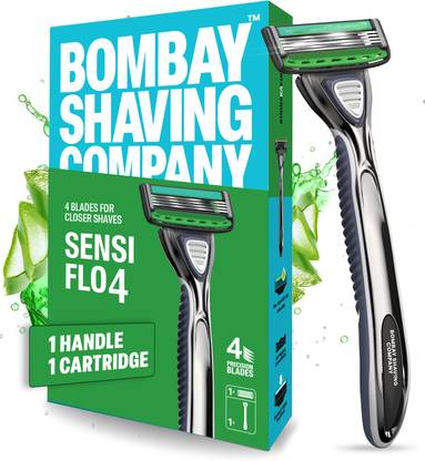 BOMBAY SHAVING COMPANY Sensi Flo4 | 4 Blade Razor for Men with Back Blade for Beard Shaping, Men