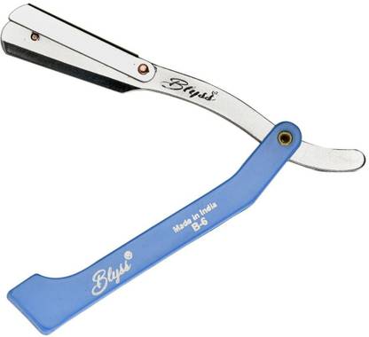 Blyss Stainless Steel Straight Edge Folding Blade Barber Salon Razor B6, Men