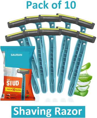 Sauran Pack of 10 Shaving Razor Flexi Smooth Stud Razor SRB12, Men