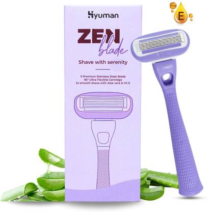 Hyuman Body Razor for Women Hair removal | 5-Blade | Aloe Vera & Vit E Lubricating Ring, Women
