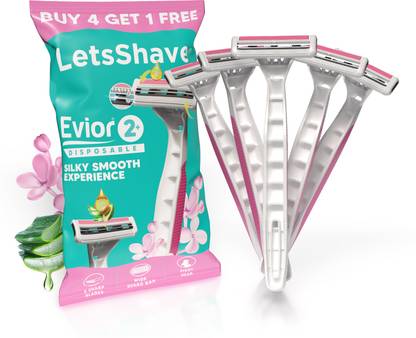 LetsShave Evior 2 Disposable Body Hair removal Shaving razor with Vit-E Lubricating Strip, Women