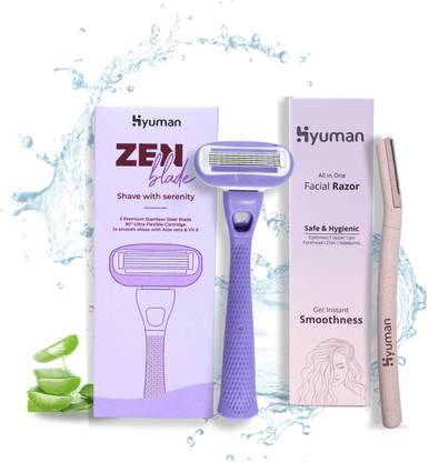 Hyuman Zen Body & face Razor Combo Pack |1 Body + 1 Face Razor | 5-blade Shaving Razors, Women