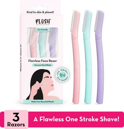 PLUSH Flawless & Reusable Eyebrow & Face Razor for Women – Pack of 3 | Also for Upperlips, Forehead, Sideburns and Eyebrow | Painless and Instant Facial Hair Removal at Home, Women