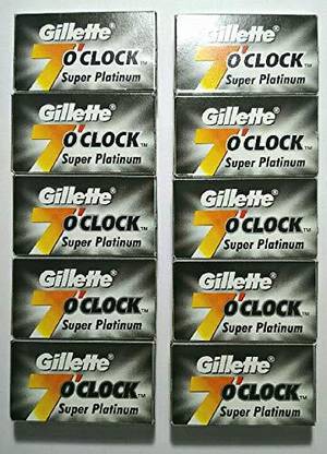 Gillette 100 7 O'Clock Super Platinum Double Edge Safety Razor Blades Black, Men & Women