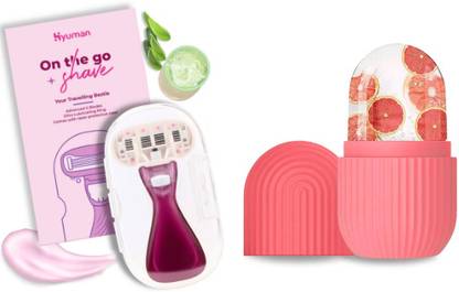 Hyuman On the Go Body Razor Combo Ice Roller, 5 Blade with Face Massager, Women