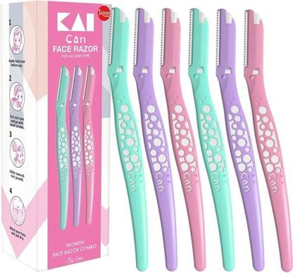 Kai Can Bubble Face & Eye brow razor (Pack 6), Women
