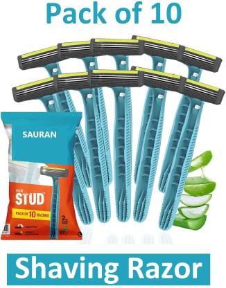 Sauran Pack of 10 Shaving Razor Flexi Smooth Stud Razor SRB6, Men