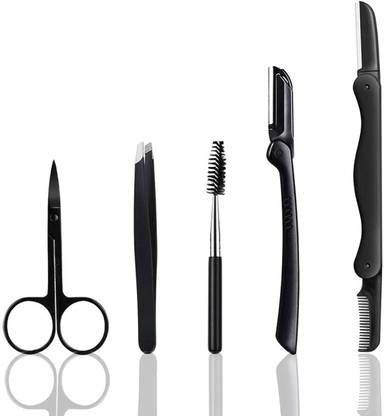feelhigh Eyebrow Grooming Set for Women and Men, Including Comb Tweezers, Scissors, Brow Razors, Brush for Eyebrow Eyelash Extensions