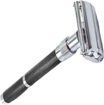 UBRONIK Deluxe Long Handle Butterfly Open Safety Razor with Double Edge Blades, Men