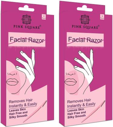 Pink Square Reusable Blink & Glow Face Razor for Women | Upper Lip, Eyebrows - Pack of 2, Women