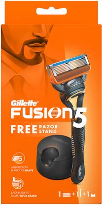 Gillette Fuson Razor for men with back blade beard shaper | Razor + Stand, Men