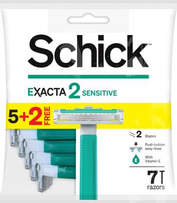 Schick Exacta2 Sensitive Men's Disposable Razor - Twin Blade - Lube Strip - Rubber Grip, Men