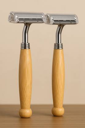 Trino Bamboo Safety Shaving Razor Reusable Eco Friendly Razor with Long Natural Bamboo, Men & Women