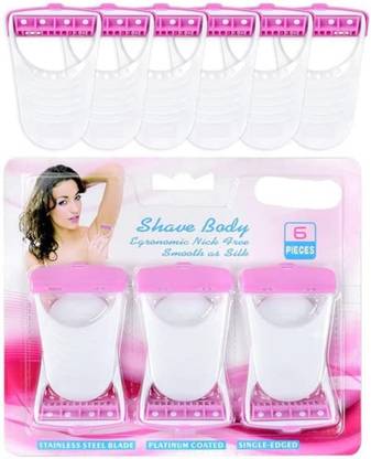 AirSoft Woman& Girl Shave Body Stainless Steel Disposable Razor (Pack of 6), Women