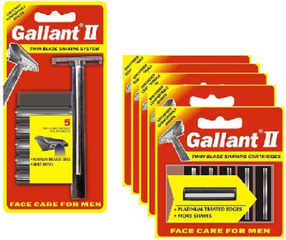 Gallant II Twin Blade Shaving & Pack of 5 Cartridges, Men