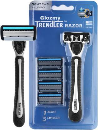 Glozmy Trendler Shaving Razor for Men (Handle + 5 Cartridges), Men
