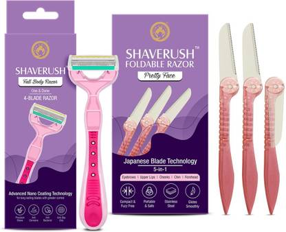 Mom & World 4 Blade Full Body Razor with Nano Coating + 4 Blade Full Body Razor, Men & Women