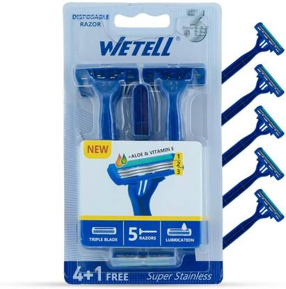 KVS Furniture Shaver 3 Blade 5 Sensitive Disposable Razor with Aloe & Vitamin E, Men