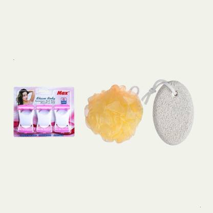 TANRAJYA Premium Razor, Pumice Stone & Loofah Pack of 3 for Women & Men, Men & Women
