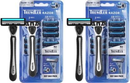 TRENDLER Razor for Men, Value Pack with 3 Anti-Friction blades, Dynamic Pivot for Smooth, Men