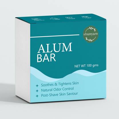 Shunyam Natural Fitkari Alum Bar with Travel Pouch | Aftershave & Deodorant|Razor Relief Shaving Soap