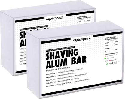 AYUORGANIX Shaving Alum Stone 100g (Pack of 2) Shaving Soap