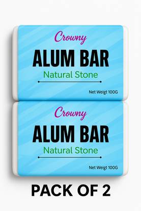Crowny Alum Bar (Phitkari) with Case | Aftershave, Deodorant, Purifier (Pack 2) Shaving Soap
