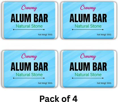 Crowny Alum Bar (Phitkari) with Case | Aftershave, Deodorant, Purifier(Pack 4) Shaving Soap