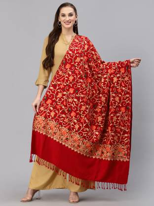 GK VILLA Wool Embroidered Women Shawl