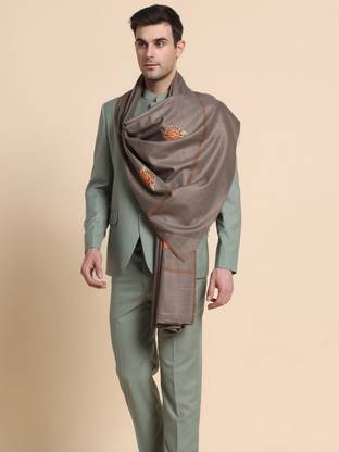 GREEN AGRITECH Cashmere Embroidered Men Shawl