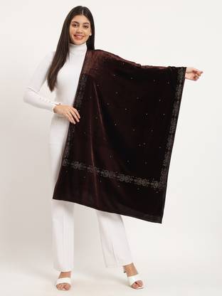 vesture Velvet Embellished, Embroidered Women Shawl