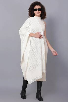 vesture Wool Self Design Women Shawl