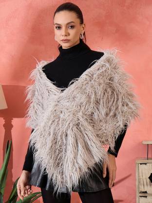 InWeave Fur Woven Women Shawl
